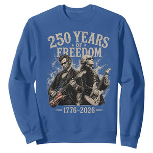 George Washington Lincoln Playing Guitar USA 250th Anniversary Sweatshirt 250 Years Of Freedom 1776 2026 TS11 Royal Blue Print Your Wear