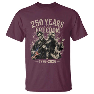 George Washington Lincoln Playing Guitar USA 250th Anniversary T Shirt 250 Years Of Freedom 1776 2026 TS11 Maroon Print Your Wear