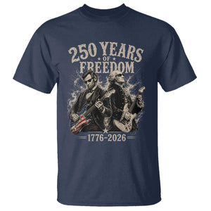 George Washington Lincoln Playing Guitar USA 250th Anniversary T Shirt 250 Years Of Freedom 1776 2026 TS11 Navy Print Your Wear