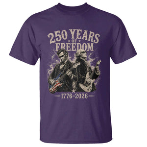 George Washington Lincoln Playing Guitar USA 250th Anniversary T Shirt 250 Years Of Freedom 1776 2026 TS11 Purple Print Your Wear