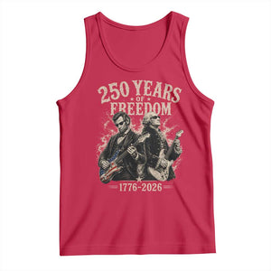 George Washington Lincoln Playing Guitar USA 250th Anniversary Tank Top 250 Years Of Freedom 1776 2026 TS11 Red Print Your Wear