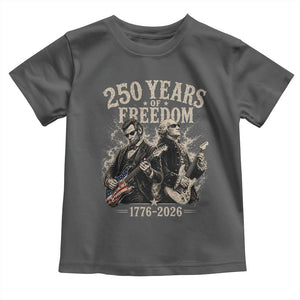George Washington Lincoln Playing Guitar USA 250th Anniversary Toddler T Shirt 250 Years Of Freedom 1776 2026 TS11 Dark Heather Print Your Wear