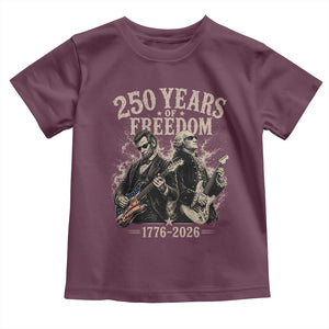 George Washington Lincoln Playing Guitar USA 250th Anniversary Toddler T Shirt 250 Years Of Freedom 1776 2026 TS11 Maroon Print Your Wear