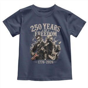 George Washington Lincoln Playing Guitar USA 250th Anniversary Toddler T Shirt 250 Years Of Freedom 1776 2026 TS11 Navy Print Your Wear
