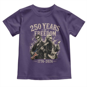George Washington Lincoln Playing Guitar USA 250th Anniversary Toddler T Shirt 250 Years Of Freedom 1776 2026 TS11 Purple Print Your Wear
