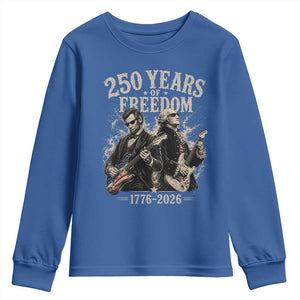 George Washington Lincoln Playing Guitar USA 250th Anniversary Youth Sweatshirt 250 Years Of Freedom 1776 2026 TS11 Royal Blue Print Your Wear