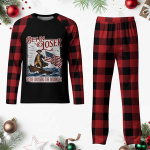 Get In Loser We're Crossing The Delaware Plaid Pajama Set Funny George Washington US 250th 4th Of July TS11 Buffalo Plaid Print Your Wear