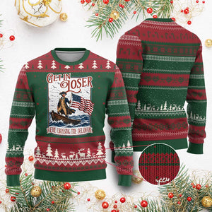 Get In Loser We're Crossing The Delaware Ugly Christmas Sweater Funny George Washington US 250th 4th Of July TS11 Red Green Print Your Wear