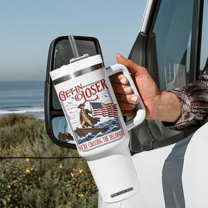 Get In Loser We're Crossing The Delaware Tumbler With Handle Funny George Washington US 250th 4th Of July TS11 Print Your Wear