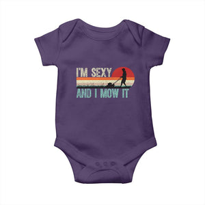 Funny I Am Sexy And I Mow It Baby Onesie Gardening Lawn Mower Fathers Day TS11 Purple Print Your Wear