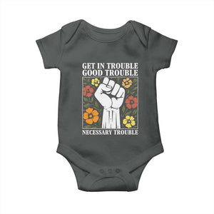 John Lewis Quote Baby Onesie Get In Good Necessary Trouble Civil Rights Handfist TS11 Dark Heather Print Your Wear