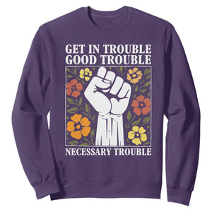 John Lewis Quote Sweatshirt Get In Good Necessary Trouble Civil Rights Handfist TS11 Purple Print Your Wear