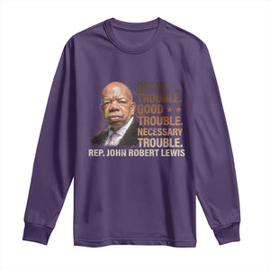 Rep John Lewis Long Sleeve Shirt Get In Good Necessary Trouble Social Justice TS11 Purple Print Your Wear