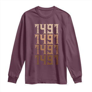 Proud Native American 1491 Pre Columbus Indigenous People Day Long Sleeve Shirt TS11 Maroon Print Your Wear