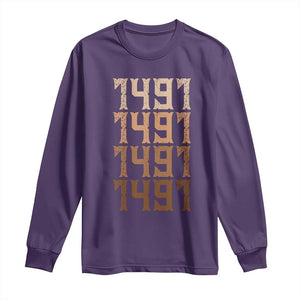 Proud Native American 1491 Pre Columbus Indigenous People Day Long Sleeve Shirt TS11 Purple Print Your Wear