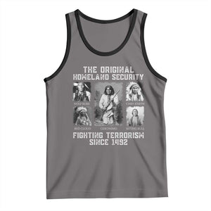 The Original Homeland Security Fighting Terrorism Since 1492 Tank Top Native American TS11 Deep Heather Black Print Your Wear