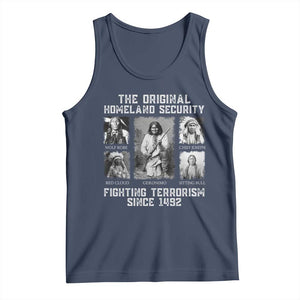 The Original Homeland Security Fighting Terrorism Since 1492 Tank Top Native American TS11 Navy Print Your Wear