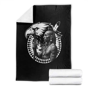 Mohawk Warrior Tribe Throw Blanket Native American Haudenosaunee Pride Vintage Eagle TS11 Black Print Your Wear