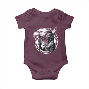 Mohawk Warrior Tribe Baby Onesie Native American Haudenosaunee Pride Vintage Eagle TS11 Maroon Print Your Wear