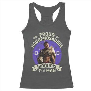 Proud Haudenosaunee Iroquois Man Racerback Tank Top Mohawk Tribe Native American TS11 Dark Heather Print Your Wear
