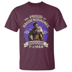 Proud Haudenosaunee Iroquois Man T Shirt Mohawk Tribe Native American TS11 Maroon Print Your Wear