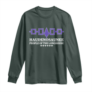 Proud Haudenosaunee Long Sleeve Shirt Iroquois Flag People Of The Longhouse TS11 Dark Forest Green Print Your Wear