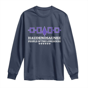 Proud Haudenosaunee Long Sleeve Shirt Iroquois Flag People Of The Longhouse TS11 Navy Print Your Wear