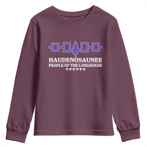 Proud Haudenosaunee Youth Sweatshirt Iroquois Flag People Of The Longhouse TS11 Maroon Print Your Wear