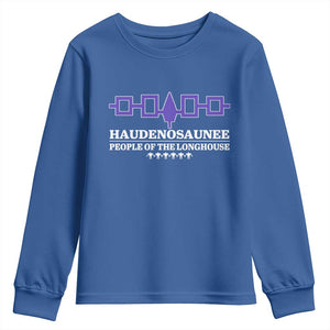 Proud Haudenosaunee Youth Sweatshirt Iroquois Flag People Of The Longhouse TS11 Royal Blue Print Your Wear