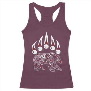 Native American Alaska Grizzly Bear Claw Indian Pride Racerback Tank Top TS11 Maroon Print Your Wear