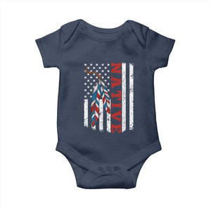 Native American Feathers Vintage USA Flag Baby Onesie Proud Indigenous People TS11 Navy Print Your Wear