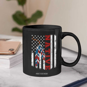 Native American Feathers Vintage USA Flag Coffee Mug Proud Indigenous People TS11 Print Your Wear