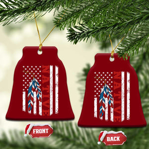 Native American Feathers Vintage USA Flag Ceramic Ornament Proud Indigenous People