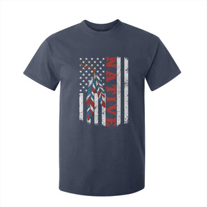 Native American Feathers Vintage USA Flag T Shirt For Kid Proud Indigenous People TS11 Navy Print Your Wear