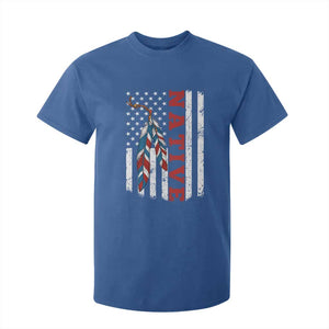 Native American Feathers Vintage USA Flag T Shirt For Kid Proud Indigenous People TS11 Royal Blue Print Your Wear