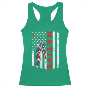 Native American Feathers Vintage USA Flag Racerback Tank Top Proud Indigenous People TS11 Irish Green Print Your Wear