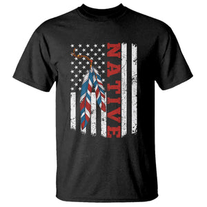 Native American Feathers Vintage USA Flag T Shirt Proud Indigenous People TS11 Black Print Your Wear