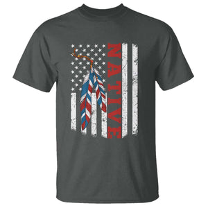 Native American Feathers Vintage USA Flag T Shirt Proud Indigenous People TS11 Dark Heather Print Your Wear
