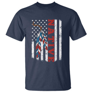 Native American Feathers Vintage USA Flag T Shirt Proud Indigenous People TS11 Navy Print Your Wear