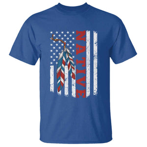 Native American Feathers Vintage USA Flag T Shirt Proud Indigenous People TS11 Royal Blue Print Your Wear