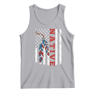 Native American Feathers Vintage USA Flag Tank Top Proud Indigenous People TS11 Athletic Heather Print Your Wear