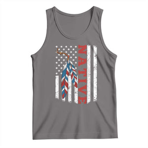 Native American Feathers Vintage USA Flag Tank Top Proud Indigenous People TS11 Deep Heather Print Your Wear