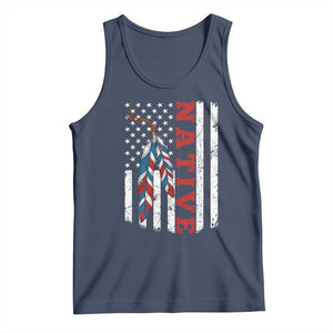 Native American Feathers Vintage USA Flag Tank Top Proud Indigenous People TS11 Navy Print Your Wear