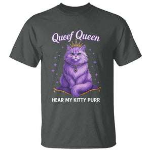 Funny Queef Queen Cat T Shirt Hear My Kitty Purr Inappropriate Dirty Adult Humor TS11 Dark Heather Print Your Wear