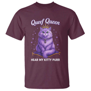 Funny Queef Queen Cat T Shirt Hear My Kitty Purr Inappropriate Dirty Adult Humor TS11 Maroon Print Your Wear