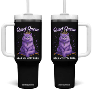 Funny Queef Queen Cat Tumbler With Handle Hear My Kitty Purr Inappropriate Dirty Adult Humor TS11 One Size: 40 oz Black Print Your Wear