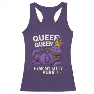 Funny Queef Queen Cat Racerback Tank Top Hear My Kitty Purr Inappropriate Dirty Adult Humor Jokes TS11 Purple Print Your Wear