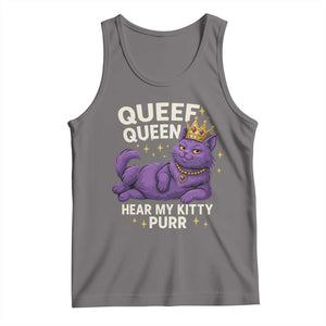 Funny Queef Queen Cat Tank Top Hear My Kitty Purr Inappropriate Dirty Adult Humor Jokes TS11 Deep Heather Print Your Wear