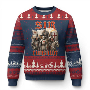 Sir Cumsalot Funny Offensive Knight Meme Bootleg Graphic Ugly Christmas Sweater