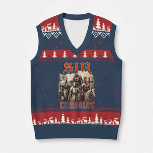 Sir Cumsalot Funny Offensive Knight Meme Bootleg Graphic V-Neck Knit Sweater Vest
